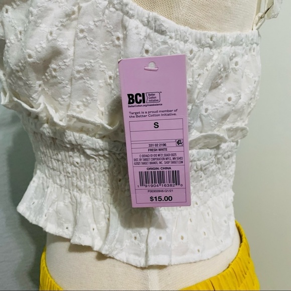 Wild Fable Women White Embroidery Crop Top Size Small 100% Cotton - Picture 8 of 9